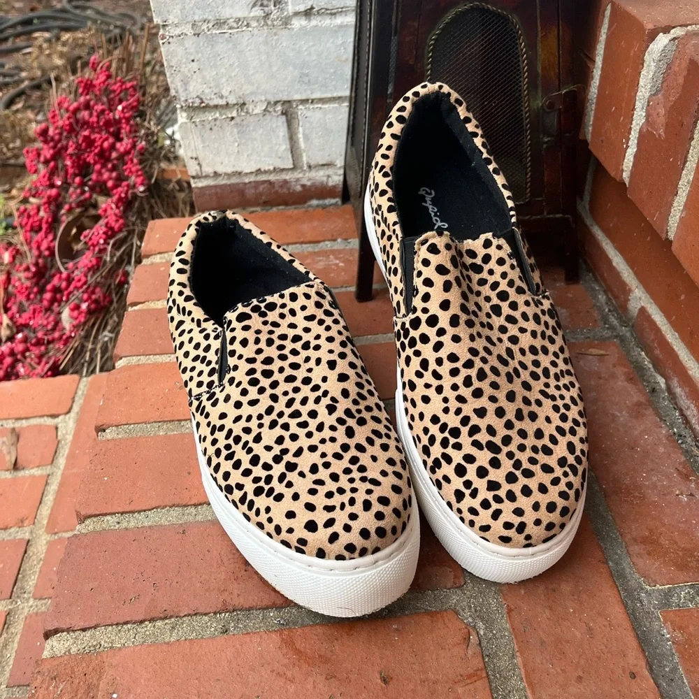 Cupid Leopard Print Slip-On Sneakers  8.5